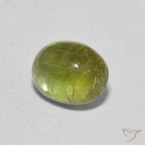 1.39 ct Green Tourmaline Stone, Natural Tourmaline in Oval Cabochon Shape for Sale