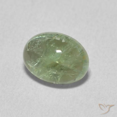 1.29 ct Green Tourmaline Stone, Natural Tourmaline in Oval Cabochon Shape for Sale