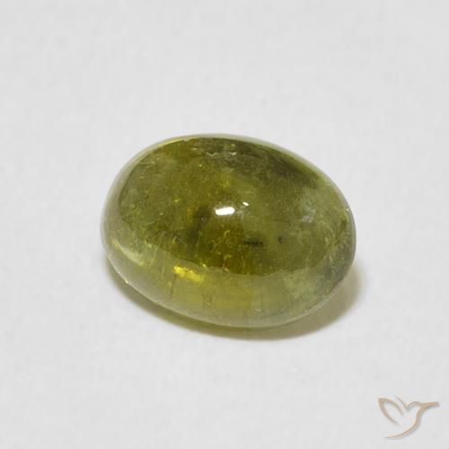 1.29 ct Green Tourmaline Stone, Natural Tourmaline in Oval Cabochon Shape for Sale