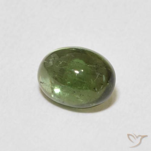 1.27 ct Green Tourmaline Stone, Natural Tourmaline in Oval Cabochon Shape for Sale