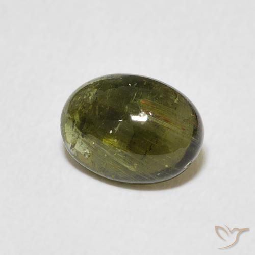 1.53 ct Green Tourmaline Stone, Natural Tourmaline in Oval Cabochon Shape for Sale