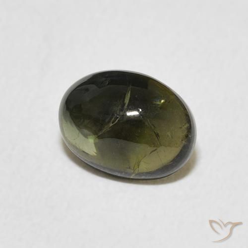 1.50 ct Green Tourmaline Stone, Natural Tourmaline in Oval Cabochon Shape for Sale