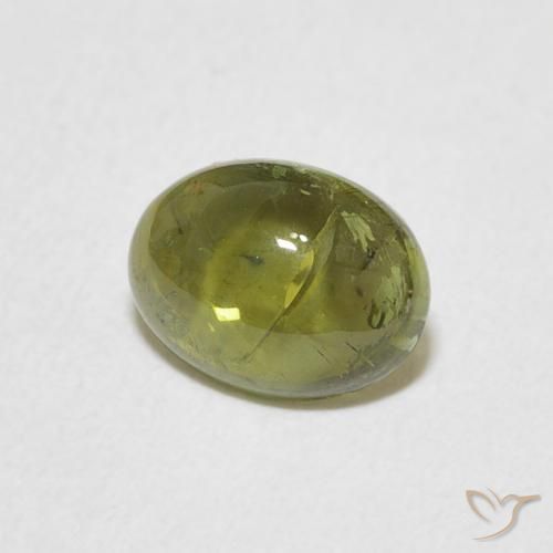 1.19 ct Green Tourmaline Stone, Natural Tourmaline in Oval Cabochon Shape for Sale