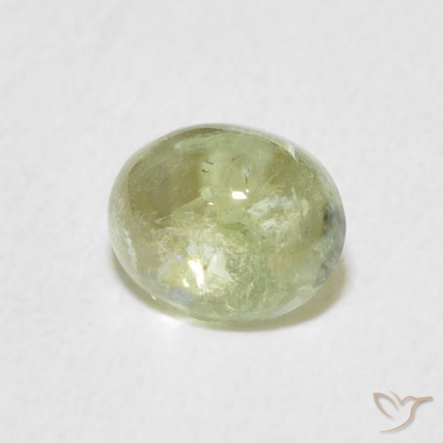 1.23 ct Green Tourmaline Stone, Natural Tourmaline in Oval Cabochon Shape for Sale