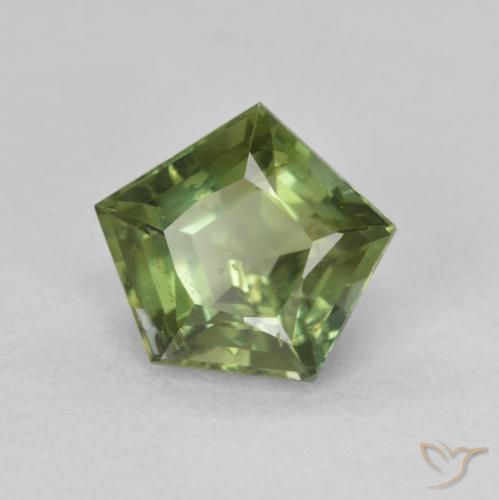 2.03 ct Green Tourmaline Stone, Natural Tourmaline in Pentagon Facet Shape for Sale