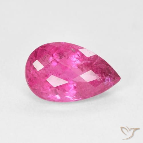 2.69 ct Pink Tourmaline Stone, Natural Tourmaline in Pear Checkerboard Shape for Sale