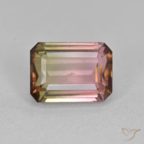 1.51ct Natural Bi-color Tourmaline, Emerald Cut, VS