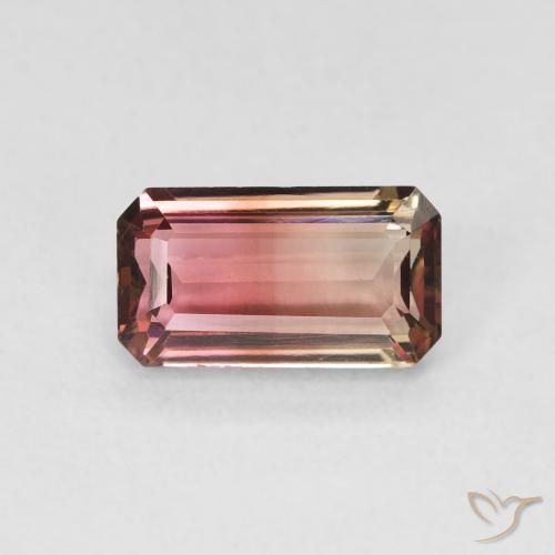 1.28ct Natural Bi-color Tourmaline, Emerald Cut, VVS