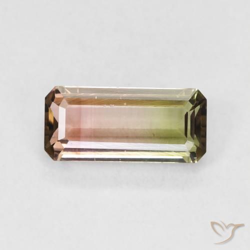 1.36ct Natural Bi-color Tourmaline, Emerald Cut, VVS-VS