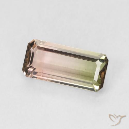 1.36 ct Bi-color Tourmaline Stone, Natural Tourmaline in Octagon Step Cut Shape for Sale