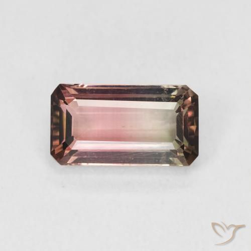 1.34ct Natural Bi-color Tourmaline, Emerald Cut, VVS