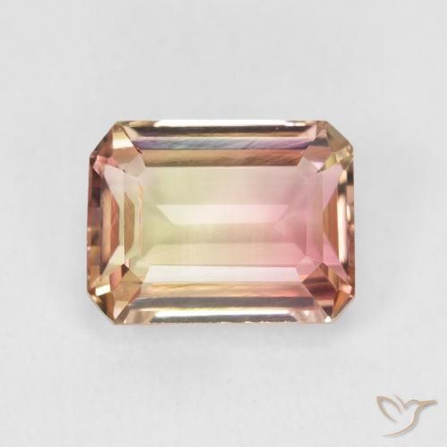 2.38ct Natural Bi-color Tourmaline, Emerald Cut, VVS