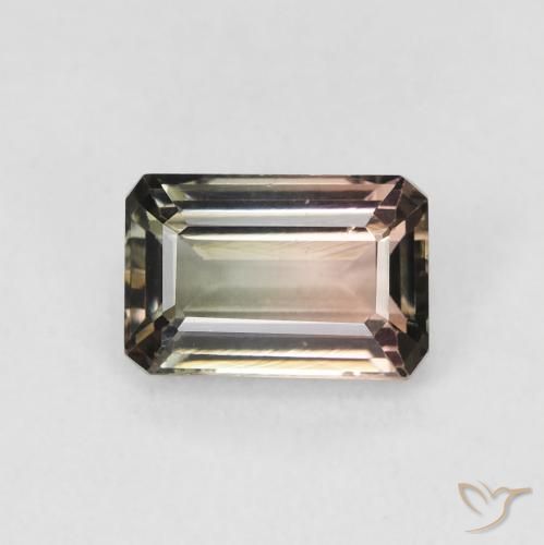 1.18ct Natural Bi-color Tourmaline, Emerald Cut, VVS-VS
