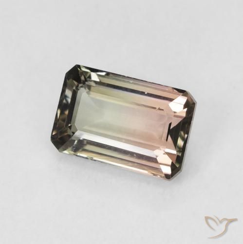 1.18 ct Bi-color Tourmaline Stone, Natural Tourmaline in Octagon Step Cut Shape for Sale