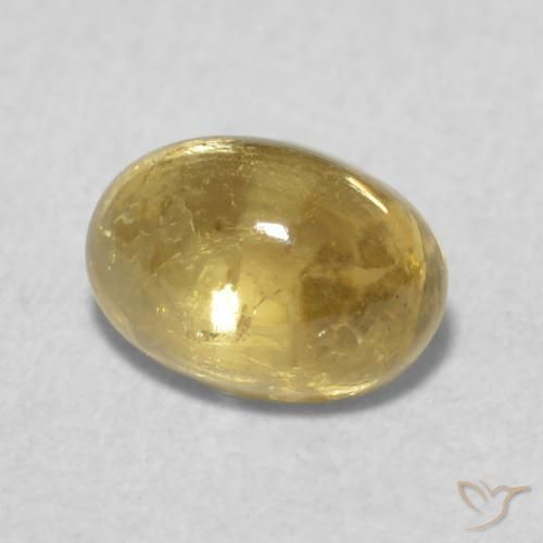 0.72 ct Yellow Tourmaline Stone, Natural Tourmaline in Oval Cabochon Shape for Sale