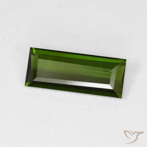 0.95 ct Green Tourmaline Stone, Natural Tourmaline in Baguette Facet Shape for Sale