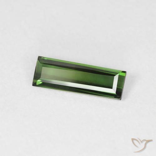 0.45 ct Green Tourmaline Stone, Natural Tourmaline in Baguette Facet Shape for Sale