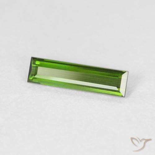 0.71 ct Green Tourmaline Stone, Natural Tourmaline in Baguette Facet Shape for Sale