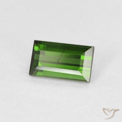 0.55 ct Green Tourmaline Stone, Natural Tourmaline in Baguette Facet Shape for Sale