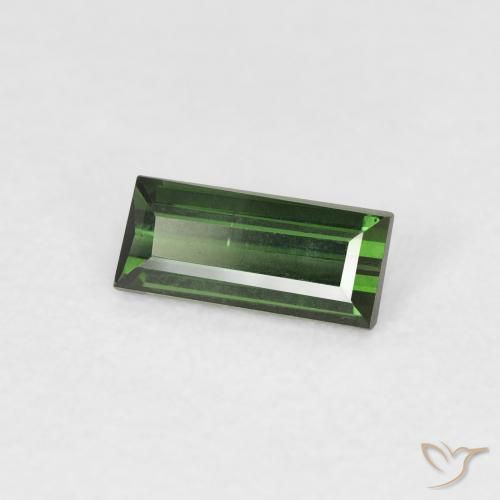 0.46 ct Green Tourmaline Stone, Natural Tourmaline in Baguette Facet Shape for Sale
