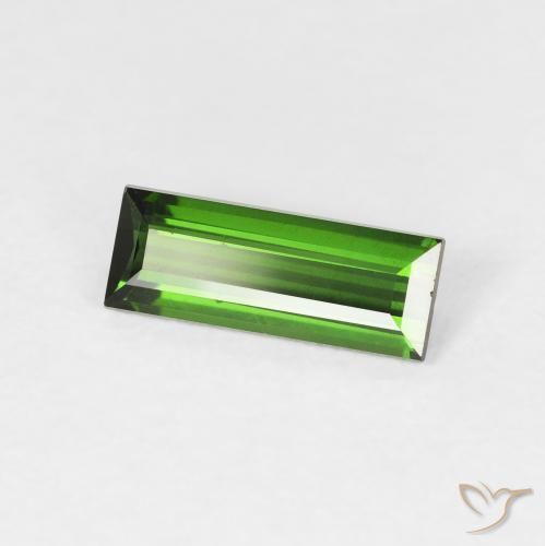 0.75 ct Green Tourmaline Stone, Natural Tourmaline in Baguette Facet Shape for Sale