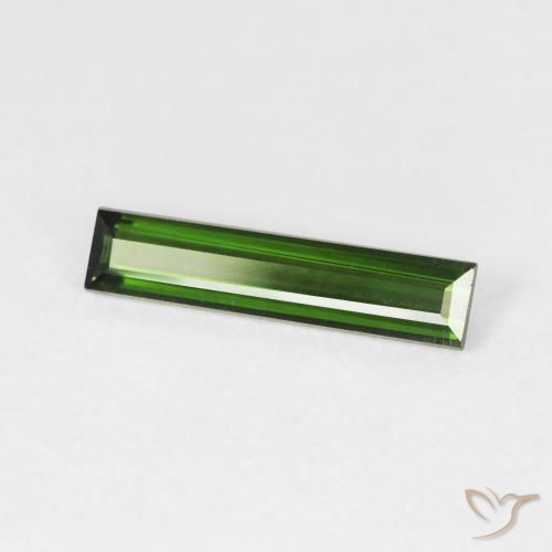 0.85 ct Green Tourmaline Stone, Natural Tourmaline in Baguette Facet Shape for Sale
