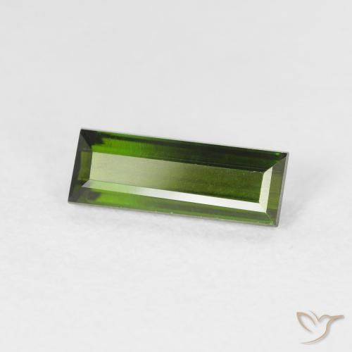 1.08 ct Green Tourmaline Stone, Natural Tourmaline in Baguette Facet Shape for Sale