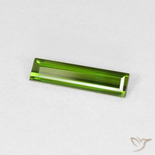 0.57 ct Green Tourmaline Stone, Natural Tourmaline in Baguette Facet Shape for Sale