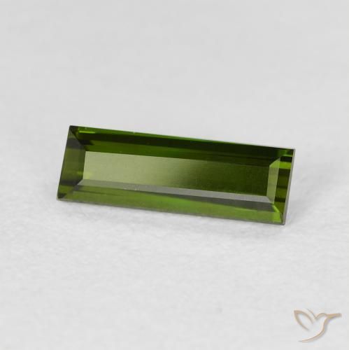 0.96 ct Green Tourmaline Stone, Natural Tourmaline in Baguette Facet Shape for Sale