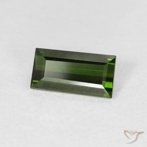 0.90 ct Green Tourmaline Stone, Natural Tourmaline in Baguette Facet Shape for Sale