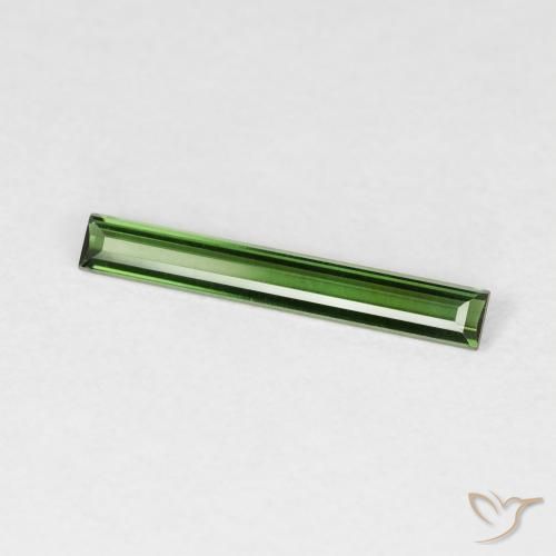 0.44 ct Green Tourmaline Stone, Natural Tourmaline in Baguette Facet Shape for Sale
