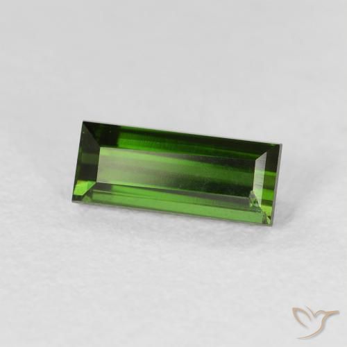 0.77 ct Green Tourmaline Stone, Natural Tourmaline in Baguette Facet Shape for Sale
