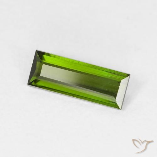 0.67 ct Green Tourmaline Stone, Natural Tourmaline in Baguette Facet Shape for Sale