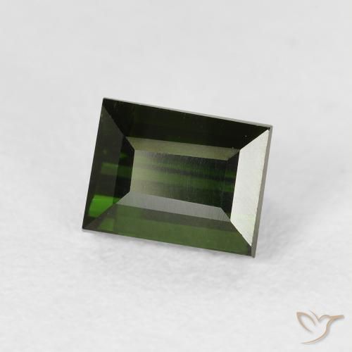1.19 ct Green Tourmaline Stone, Natural Tourmaline in Baguette Facet Shape for Sale