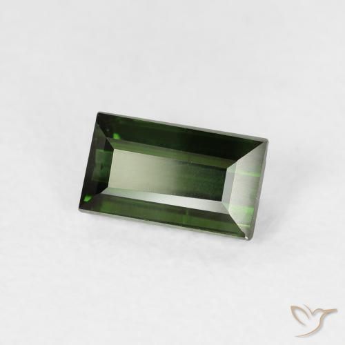0.86 ct Green Tourmaline Stone, Natural Tourmaline in Baguette Facet Shape for Sale