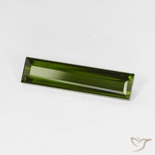 1.63 ct Green Tourmaline Stone, Natural Tourmaline in Baguette Facet Shape for Sale