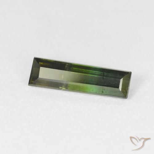 0.88 ct Green Tourmaline Stone, Natural Tourmaline in Baguette Facet Shape for Sale