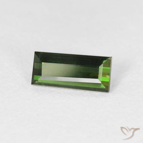 0.79 ct Green Tourmaline Stone, Natural Tourmaline in Baguette Facet Shape for Sale