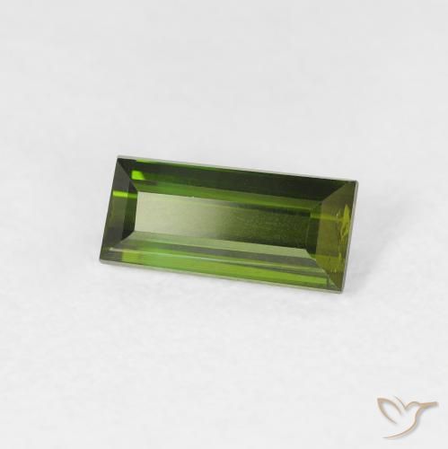 0.88 ct Green Tourmaline Stone, Natural Tourmaline in Baguette Facet Shape for Sale