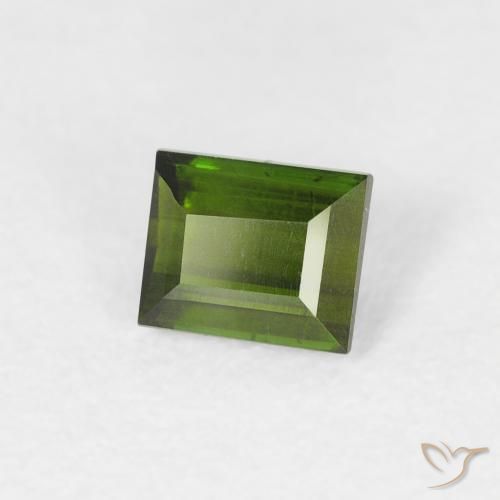0.46 ct Green Tourmaline Stone, Natural Tourmaline in Baguette Facet Shape for Sale