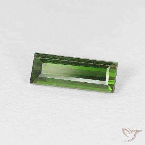0.86 ct Green Tourmaline Stone, Natural Tourmaline in Baguette Facet Shape for Sale