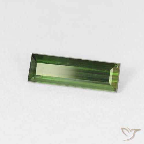 0.78 ct Green Tourmaline Stone, Natural Tourmaline in Baguette Facet Shape for Sale