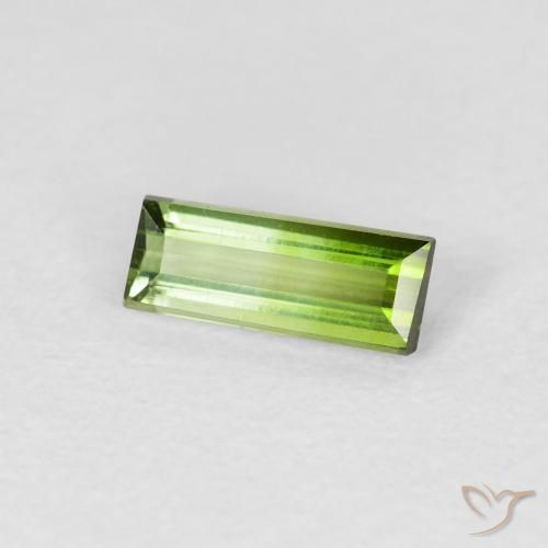 0.65 ct Green Tourmaline Stone, Natural Tourmaline in Baguette Facet Shape for Sale
