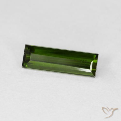 1.28 ct Green Tourmaline Stone, Natural Tourmaline in Baguette Facet Shape for Sale