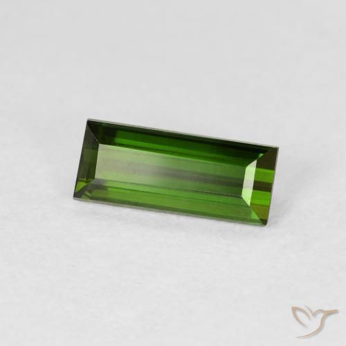 1.21 ct Green Tourmaline Stone, Natural Tourmaline in Baguette Facet Shape for Sale