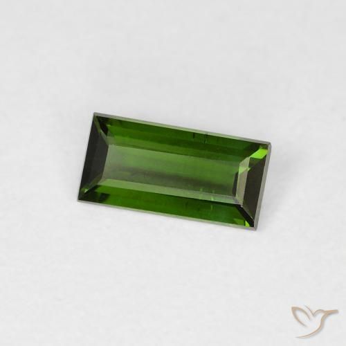 0.58 ct Green Tourmaline Stone, Natural Tourmaline in Baguette Facet Shape for Sale