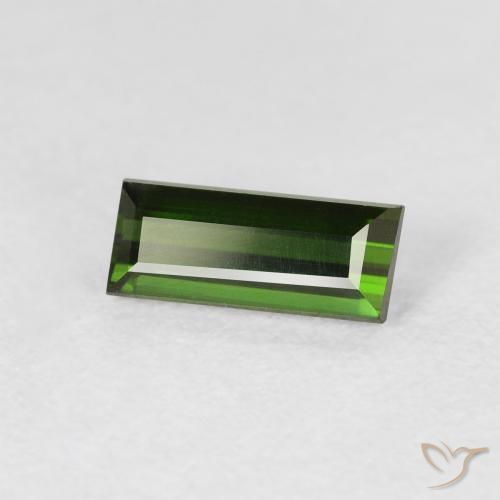 0.87 ct Green Tourmaline Stone, Natural Tourmaline in Baguette Facet Shape for Sale