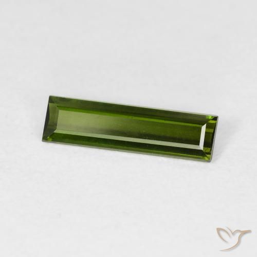 0.83 ct Green Tourmaline Stone, Natural Tourmaline in Baguette Facet Shape for Sale