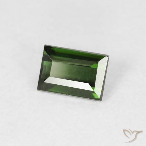 0.59 ct Green Tourmaline Stone, Natural Tourmaline in Baguette Facet Shape for Sale