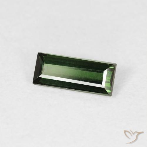 0.35 ct Green Tourmaline Stone, Natural Tourmaline in Baguette Facet Shape for Sale